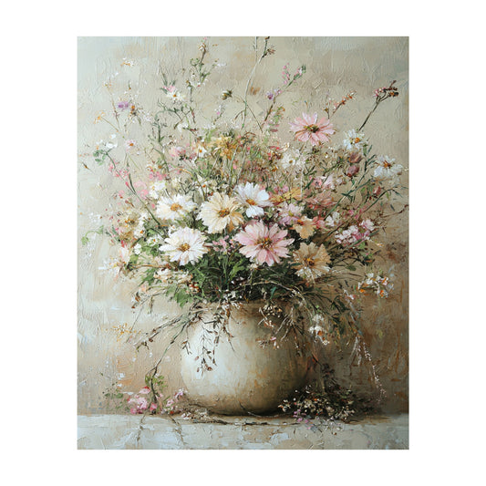 Vintage Vase of Flowers Wall Art