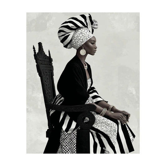 African Royalty Queen in Ankara Elegance Wall Art