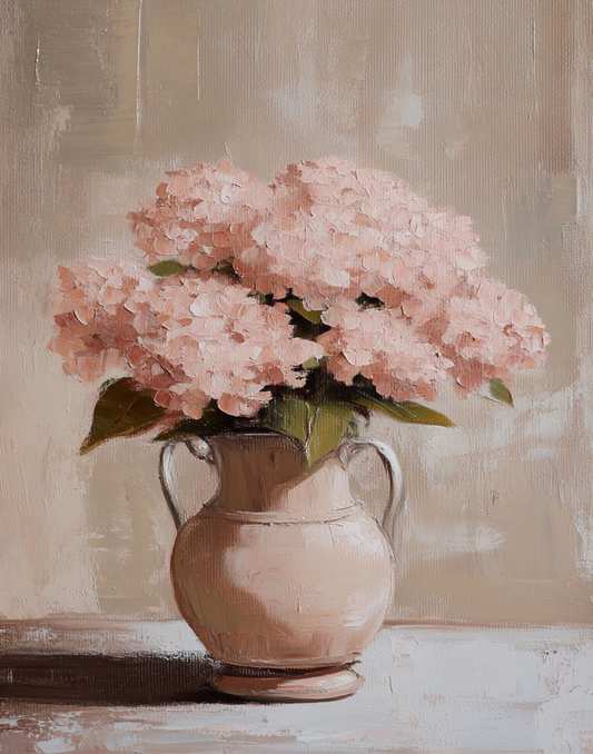 Pink Florals in a Vase – Soft Bloom Rustic & Floral Wall Art