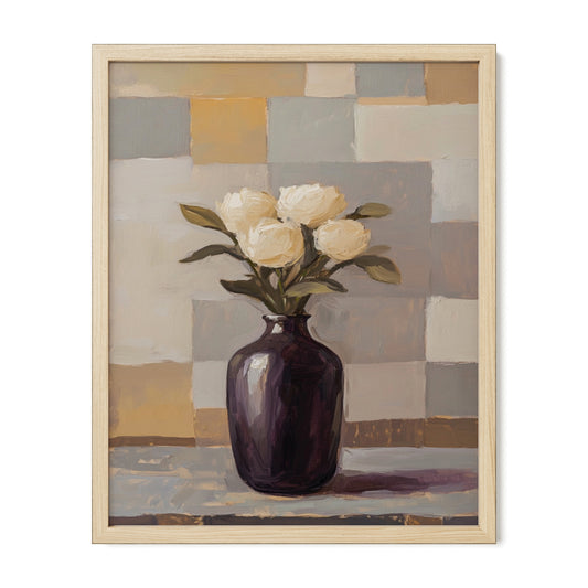 White Florals in a Vase – Elegant Floral & Rustic Wall Art