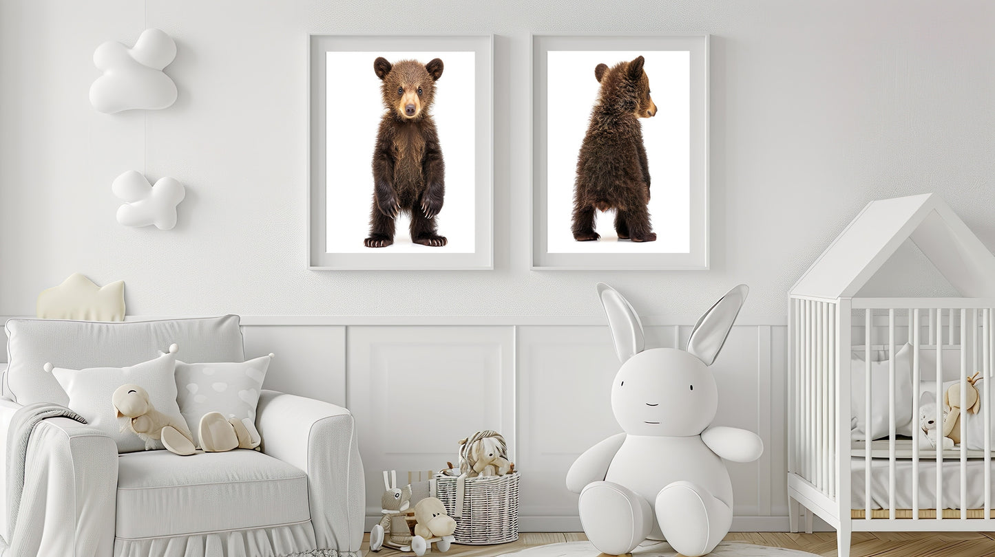 Baby Bear Nursery Baby Animal Wall Art, Set of 2
