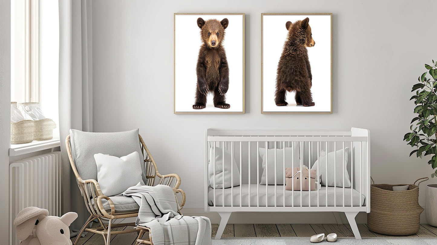 Baby Bear Nursery Baby Animal Wall Art, Set of 2