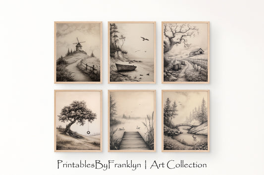 Neutral Scenery Art Prints Set of 6