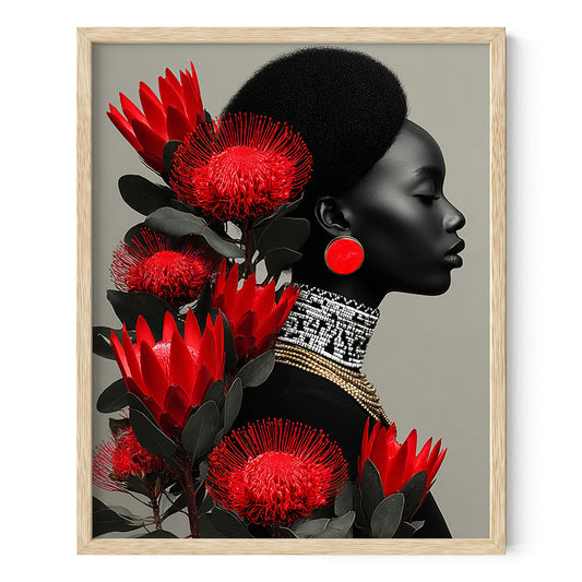 Crowned in Bloom Afro Royalty in Full Bloom Wall Art