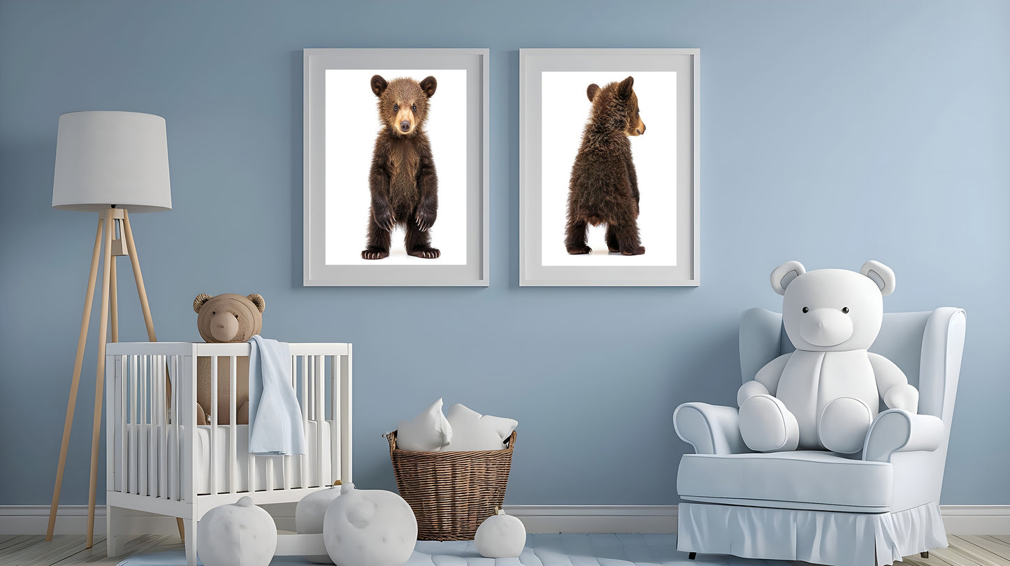 Baby Bear Nursery Baby Animal Wall Art, Set of 2