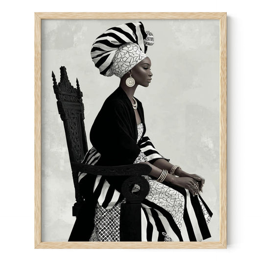 African Royalty Queen in Ankara Elegance Wall Art