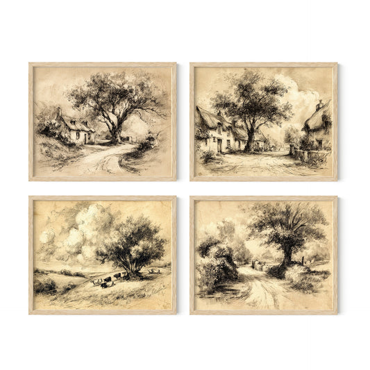 Neutral Aesthetic Decor Wall Art Set of 4