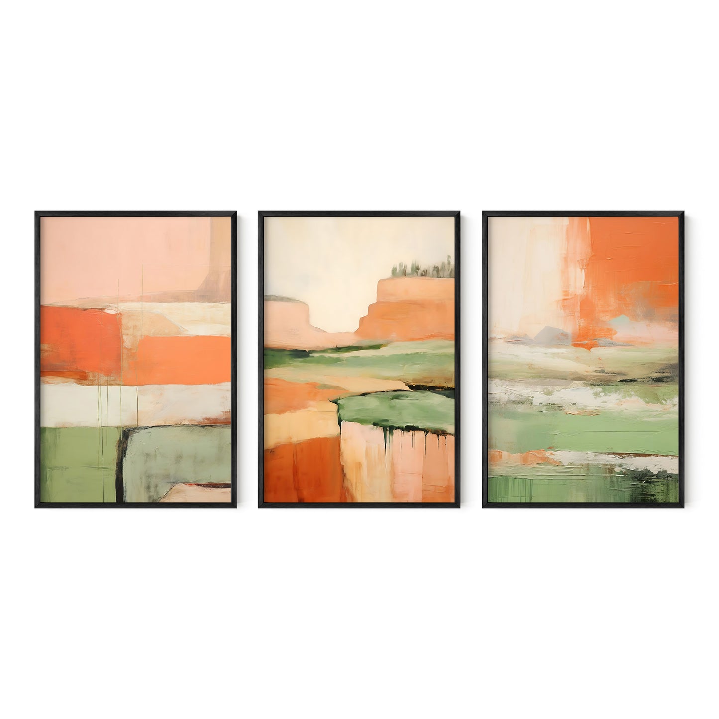 Turquoise & Terracotta Modern Abstract Wall Art Set of 3