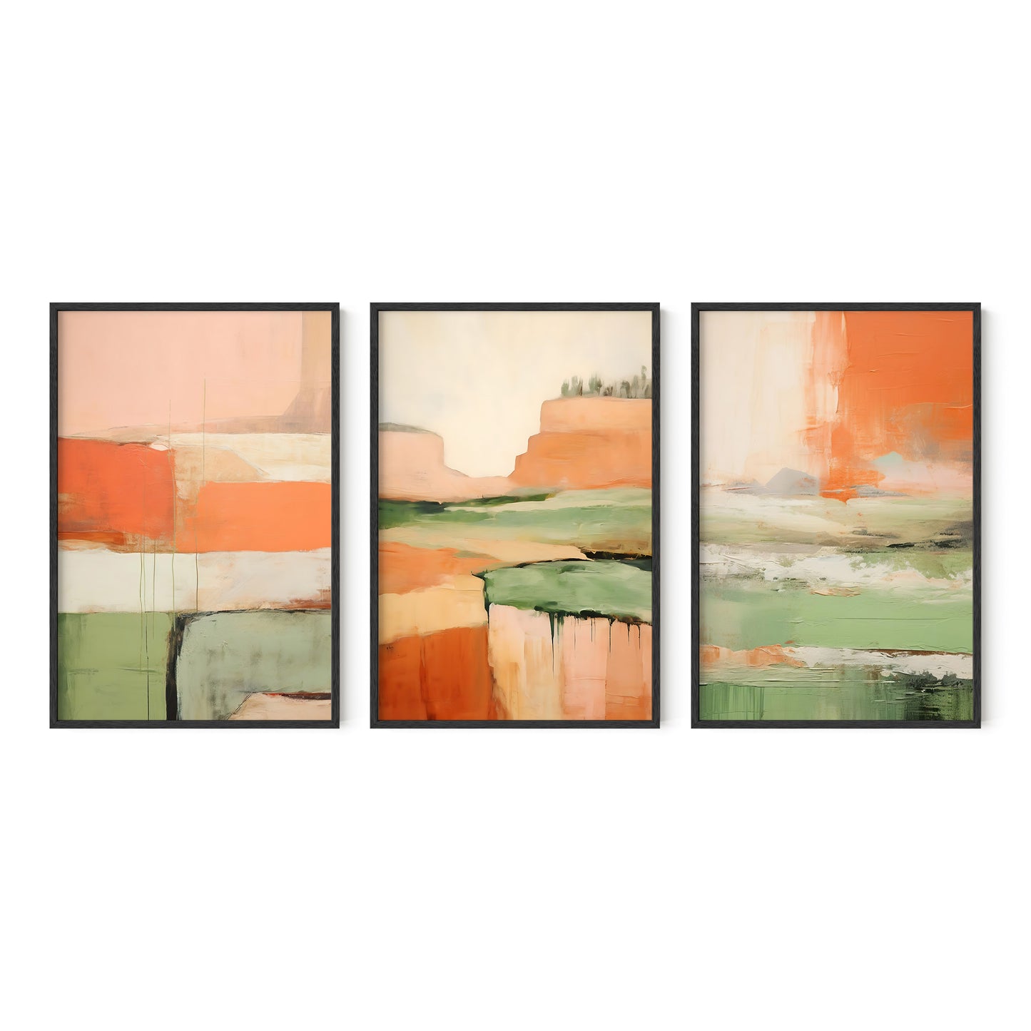 Turquoise & Terracotta Modern Abstract Wall Art Set of 3