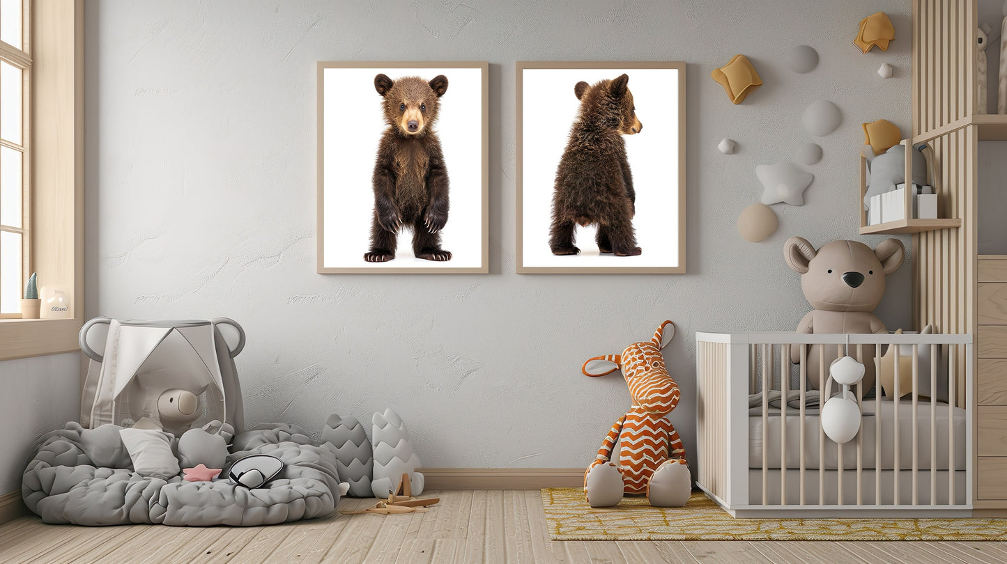 Baby Bear Nursery Baby Animal Wall Art, Set of 2