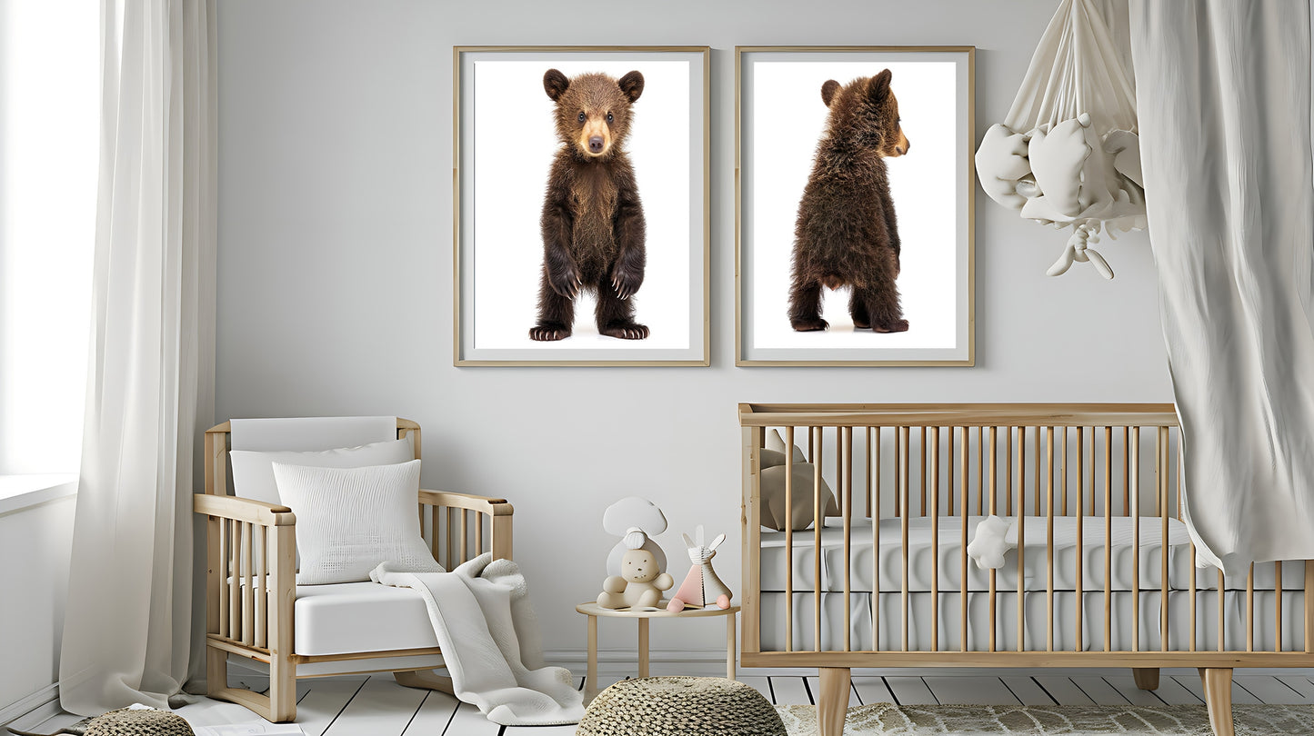 Baby Bear Nursery Baby Animal Wall Art, Set of 2