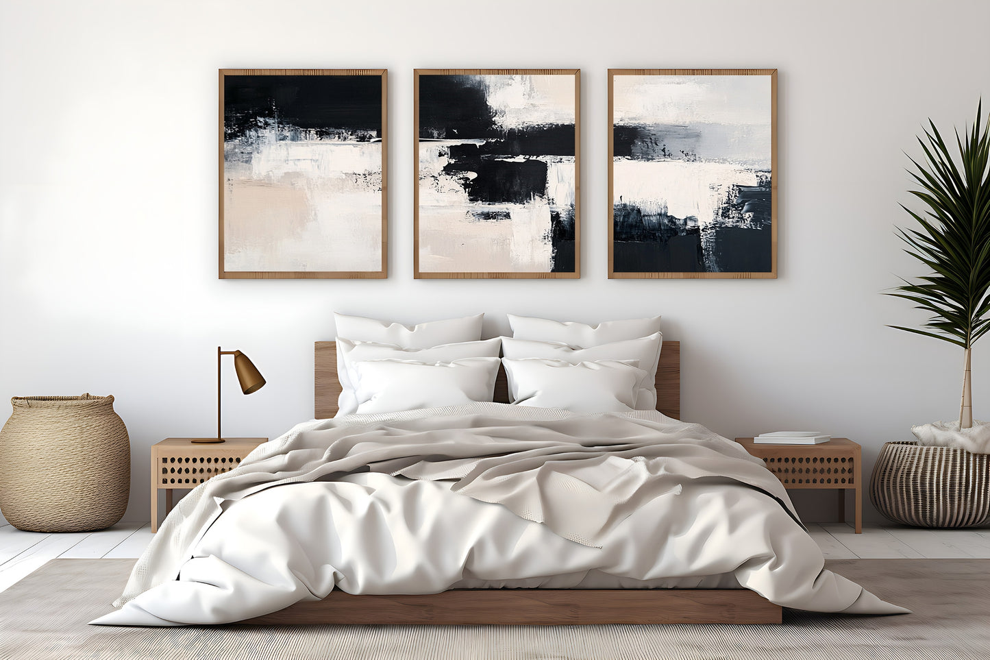Black & White Modern Abstract Wall Art Set of 3