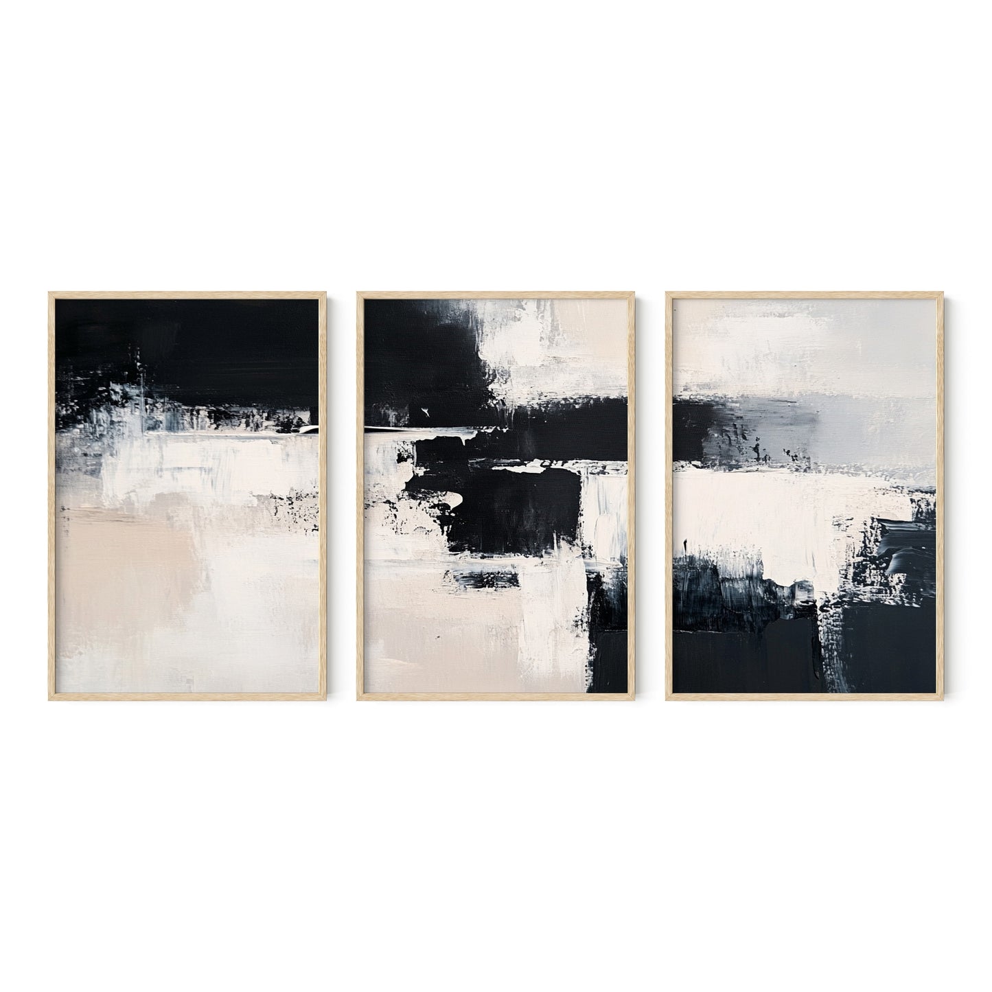 Black & White Modern Abstract Wall Art Set of 3