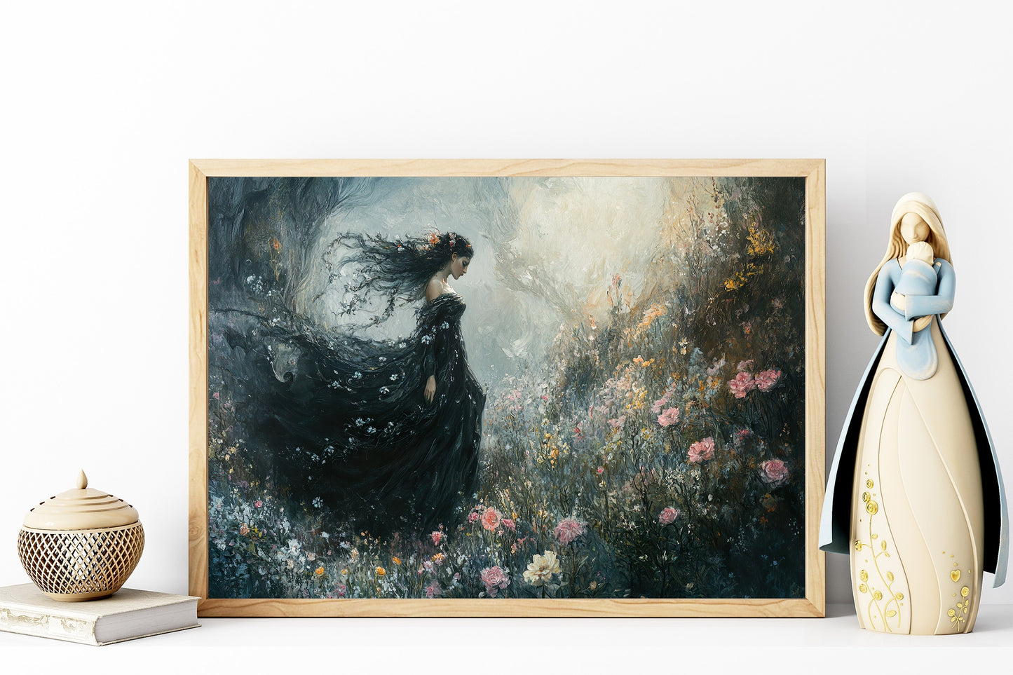 Persephone in a Dual Underworld and Spring Scene Wall Art