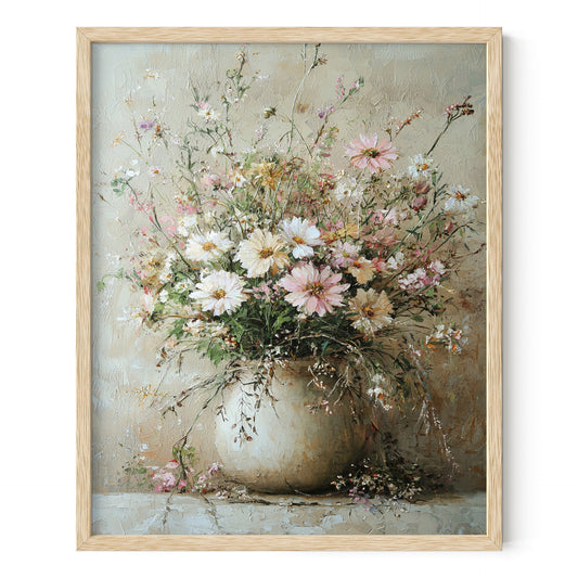 Vintage Vase of Flowers Wall Art