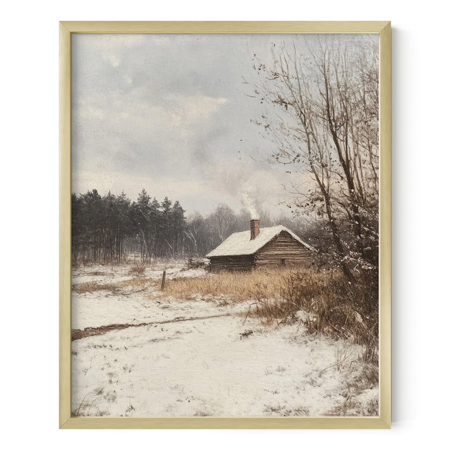 Cozy Cabin in the Snow Wall Art