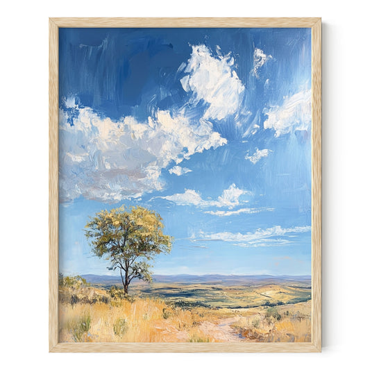 Whispers of the Oasis Tree – Rustic Landscape & Tree Wall Art