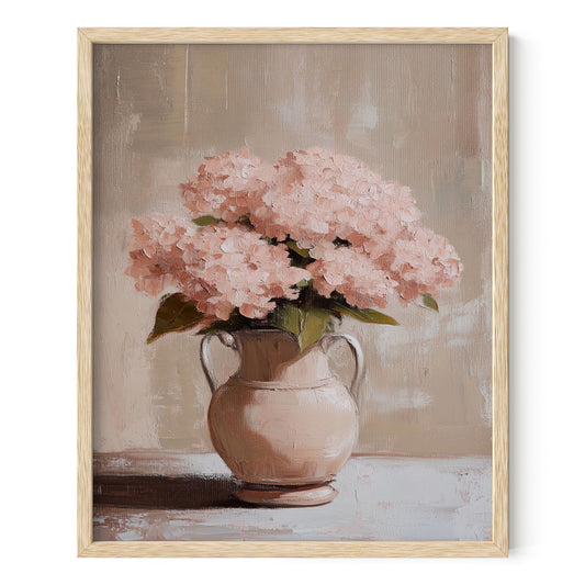 Pink Florals in a Vase – Soft Bloom Rustic & Floral Wall Art