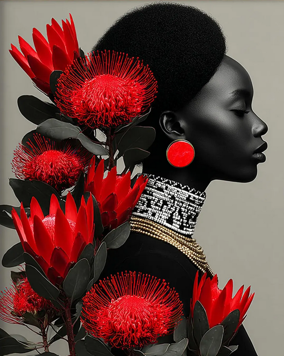 Crowned in Bloom Afro Royalty in Full Bloom Wall Art
