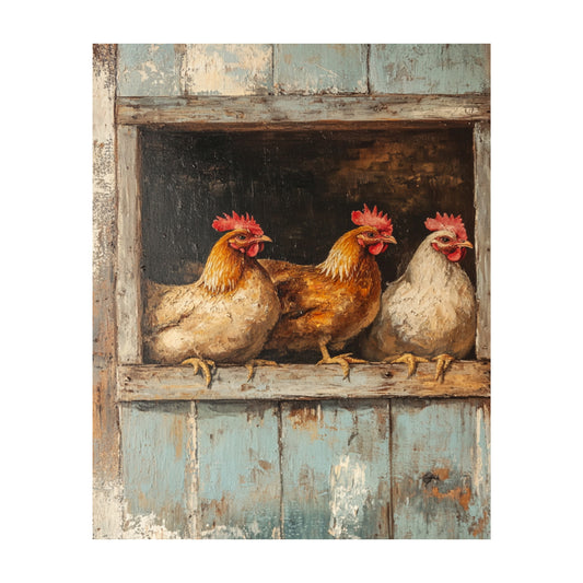 Barnyard Morning with Chickens Wall Art