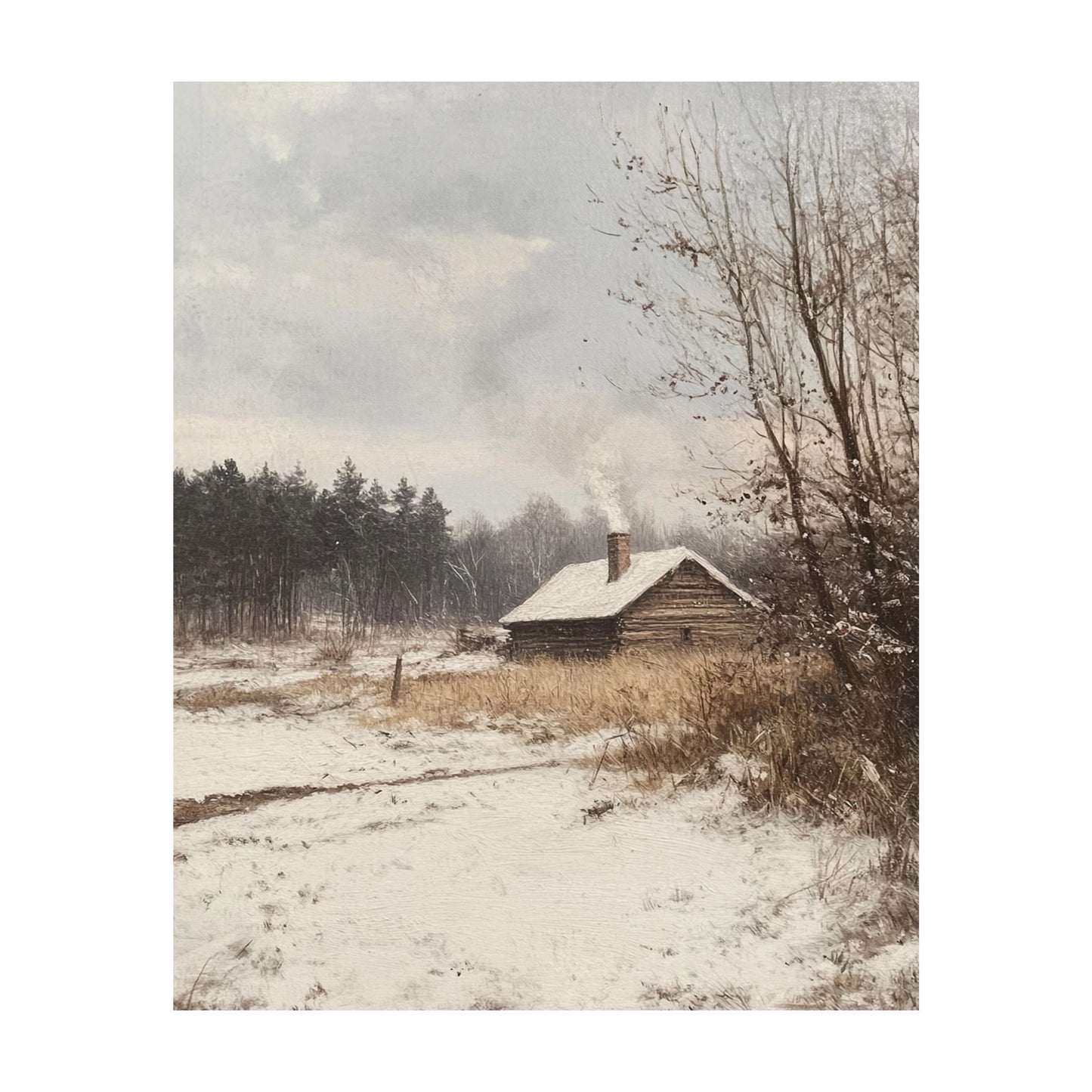 Cozy Cabin in the Snow Wall Art
