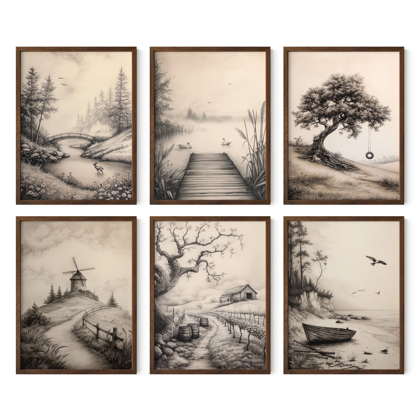 Neutral Scenery Art Prints Set of 6