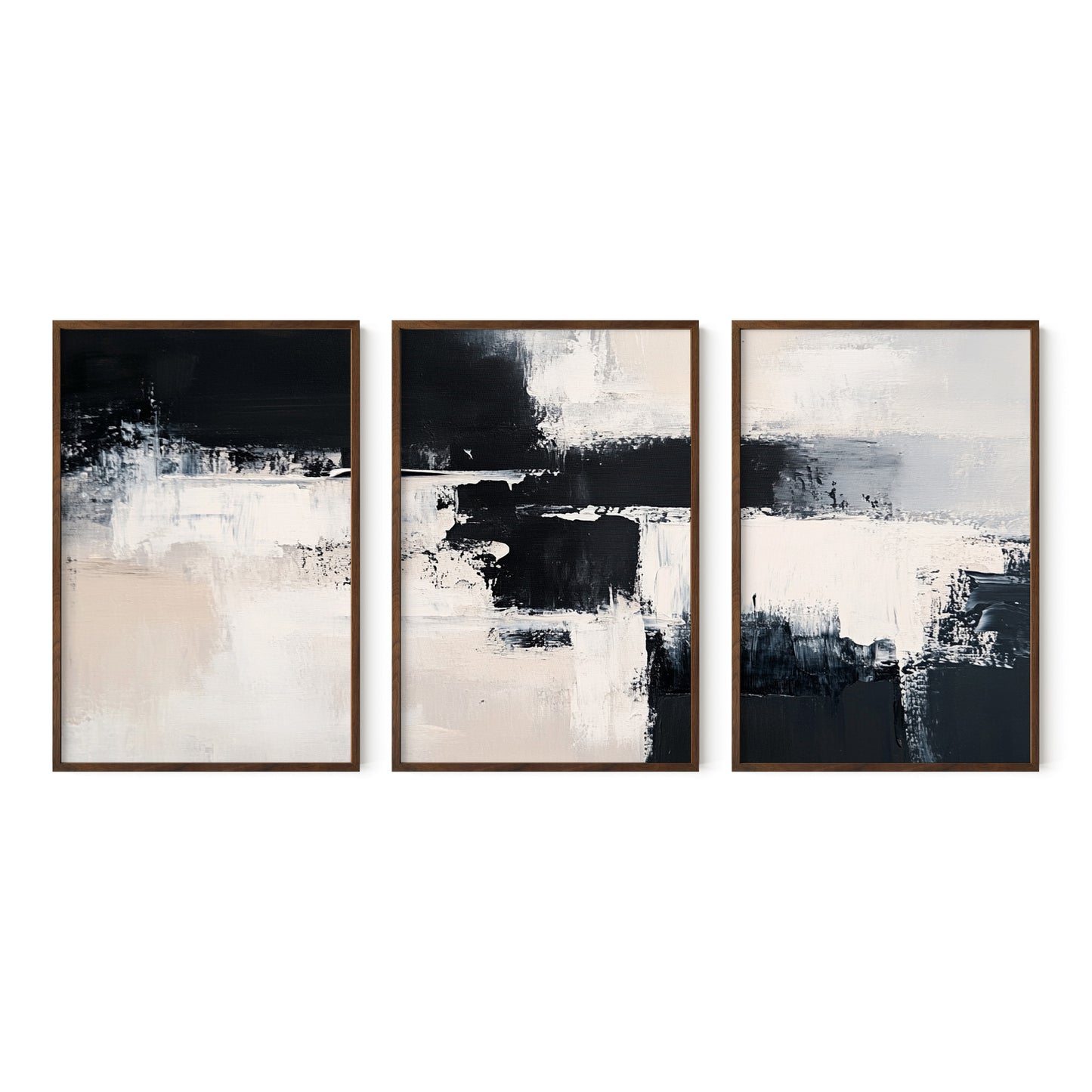Black & White Modern Abstract Wall Art Set of 3
